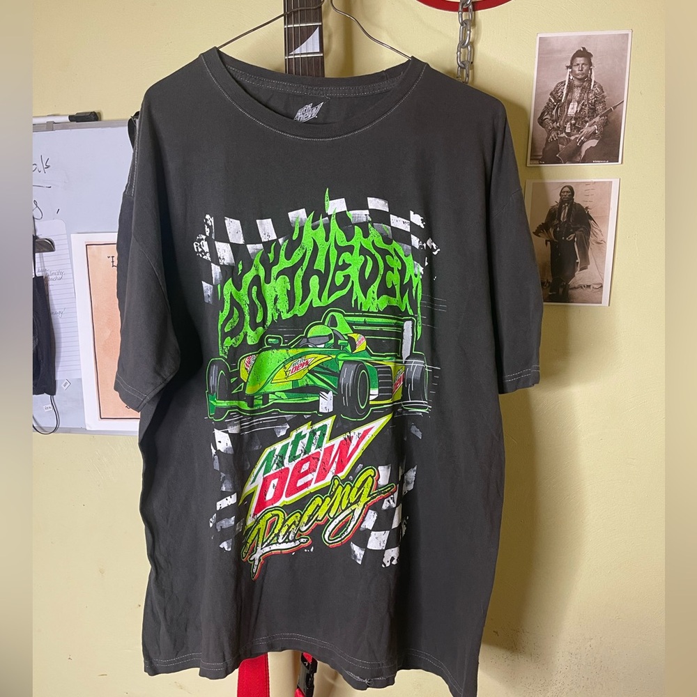 NEW Mountain Dew Metal Logo T-Shirt Vintage Cotton Tee Vintage Style Racing L